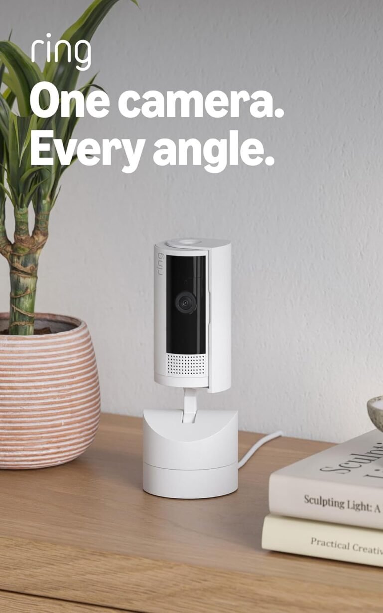 Ring Pan-Tilt Indoor Cam (newest model), See all around your home or business with 360° pan coverage, HD video, plus Two-Way Talk, White