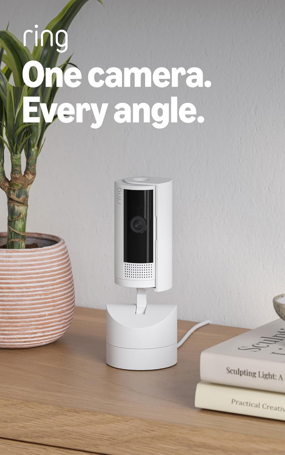 Ring Pan-Tilt Indoor Cam (newest model), See all around your home or business with 360° pan coverage, HD video, plus Two-Way Talk, White